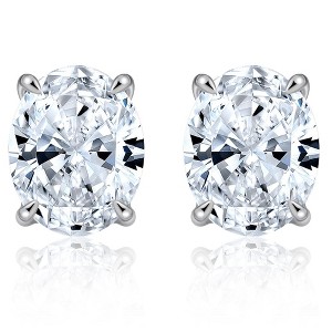 Oval Cut Stud Earrings for Women 5 Ct Simulated Diamond Sterling Silver Ginger Lyne - 1 of 4