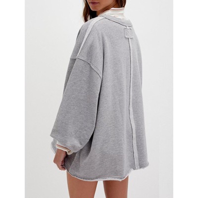Womens V Neck Long Sleeve V Neck Oversized Casual Pullover Sweatshirt