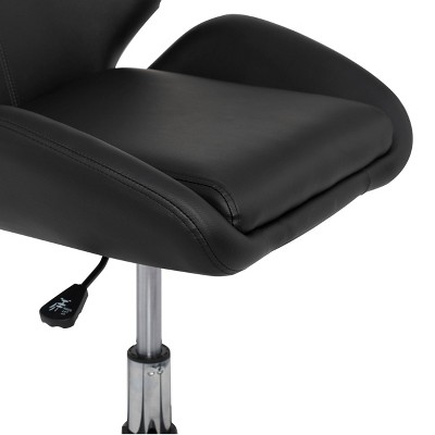 Black Vinyl Swivel Office Task Chair with Chrome Base