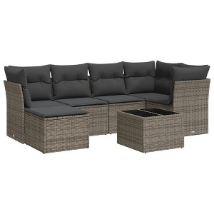 vidaXL Garden Sofa Set Grey, Dark Grey - 1 of 4