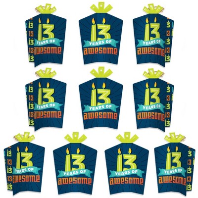 Big Dot of Happiness Boy 13th Birthday - Table Decorations - Official Teenager Birthday Party Fold and Flare Centerpieces - 10 Count