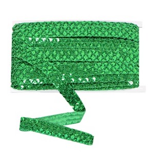 Sewing Sequin Trim 0.9 Inch 4 Row, 25 Yards Glitter Sequin Ribbon Metallic Stretch Bling Strip DIY Craft Decoration - 1 of 4