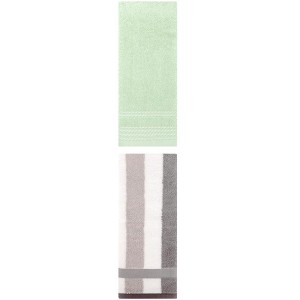 REGALWOVEN Striped Decorative Hand Towels for Bathroom Kitchen Gym 14" x 30"/13" x 29" 2 Pcs - 1 of 4