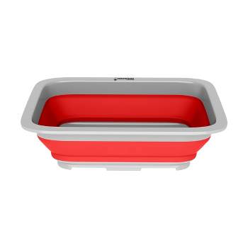 Leisure Sports Collapsible Portable Wash Basin/Ice Bucket for Camping and Tailgating - Red