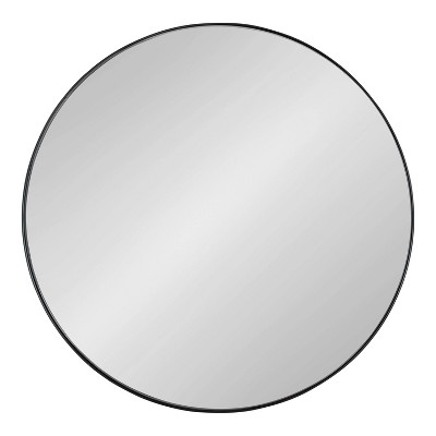 Elegant 26.5" Rollo Round Iron Wall Mirror in Black