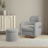 WestinTrends Alexandria Mid-Century Modern Faux Shearling Swivel Barrel Accent Chair With Storage Ottoman - 2 of 4