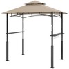 Outsunny 8' x 5' Grill Gazebo, Double Tiered Outdoor BBQ Gazebo with LED Light, 2 Side Shelves, Hooks and Bottle Opener for Patio Yard - 4 of 4