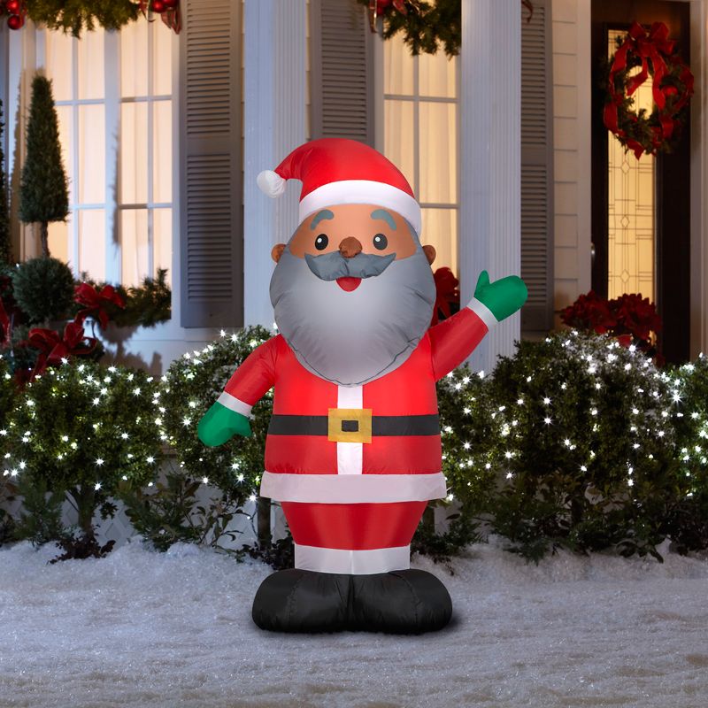 Gemmy Christmas Airblown Inflatable Santa, 4 ft Tall, Multi, 2 of 6