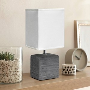 Petite Faux Stone Table Lamp with Fabric Shade - Simple Designs - 1 of 4