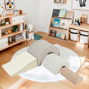 BABYYER 5 Piece Soft Foam Climbing Blocks, Rainbow Indoor Play Equipment with Foldable Slide, Crawling Toys for Toddlers 1-3 - 1 of 4