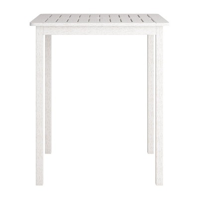 Whitewashed Hardwood Outdoor Square Bar Height Table with Umbrella Hole