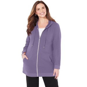 Catherines Cloud Knit French Terry Zip-Front Hoodie - 0X, Soft