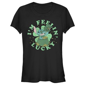 Juniors Womens Lilo & Stitch I'm Feeling Lucky T-Shirt - 1 of 4
