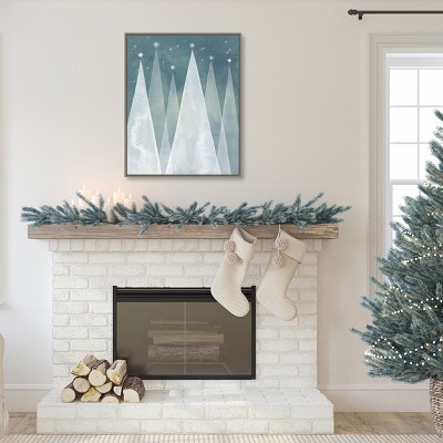 Grace Popp Modern Evergreen Trees Canvas Print in Float Frame