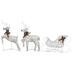 vidaXL Reindeer And Sleigh Christmas Decoration Set of 2 - Gold - 1 of 4
