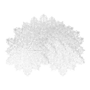 REGALWOVEN Set of 6 Snowflake Shape Placemats, Kitchen Table Mat, Seasonal Holiday Christmas Place Mats for Party Dining Table - 1 of 4