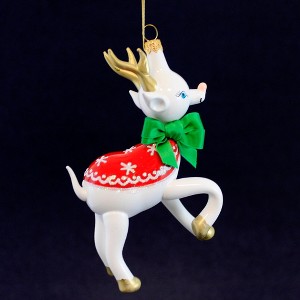 Italian Ornaments 5.0 Inch Redtro Reindeer Standing Mgd Ornament Free-Blown Tree Ornaments - 1 of 3