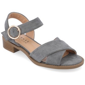 Journee Collection Womens Cressida Crisscross Strap Stacked Heel Sandals - 1 of 4