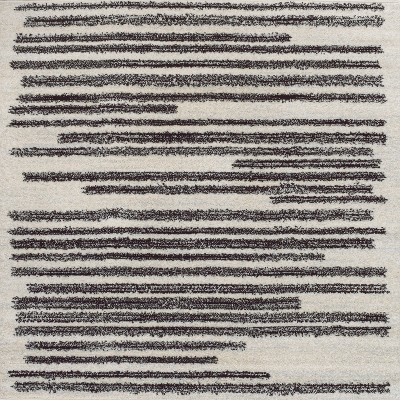 Khalil Cream and Black Synthetic Square Area Rug