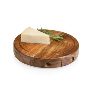 Acacia Round Cheese Board Set - Picnic Time: Charcuterie & Cutting Board, Lightweight Acacia, 7.5" Brown - 1 of 4