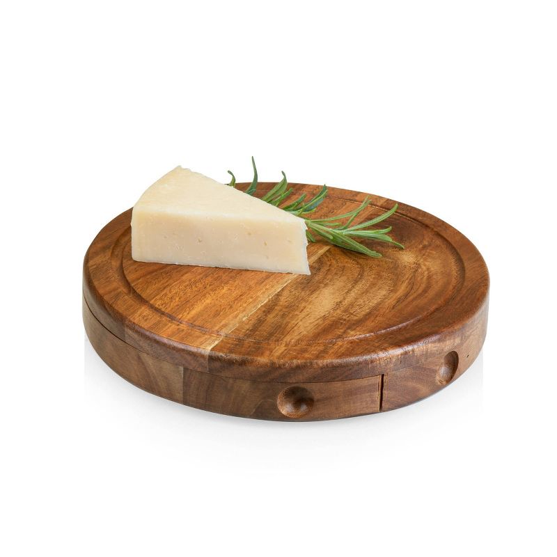 Acacia Round Cheese Board  Set - Picnic Time, 1 of 14