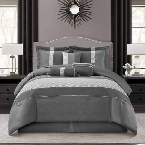 Nanshing 7pc Queen Corell Comforter Bedding Set Gray