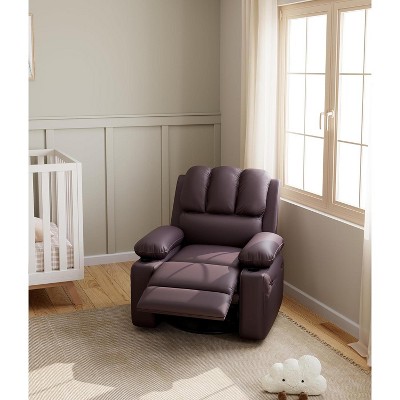 Leather Recliner Chair, Extra Wide 26.8" Manual  Recliner w/Comfortable Arms and Cup Holders for Living Room CF8011
