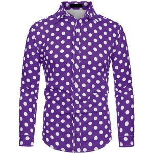 Lars Amadeus Men's Polka Dots Long Sleeves Dress Button Down Shirt - 1 of 4