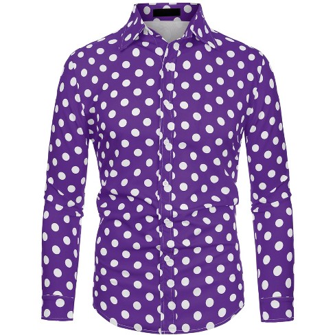 Lars Amadeus Men's Shirts Polka Dots Long Sleeve Slim Fit Printed