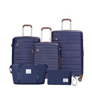 Kumasinova Luggage Sets 5 Pcs,Lightweight PP Hardshell Suitcases with TSA Lock Carry On Suitcase Luggage,Airline-Approved,20"24"28" - 1 of 4