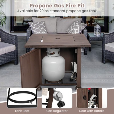Brown 32'' Wood-Like Propane Gas Fire Pit Table