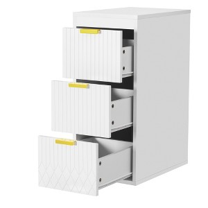 KWPZQEB Wall Mounted Floating Cabinet with Ceramic Sink & Side Cabinet Combo, Rectangular Vanity W/ Drawers & Door, Storage Cabinet for Bathroom - 1 of 4