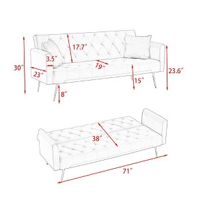 XIYUYEU 71 Inch Sofas,Comfy Velvet Nailhead Sofa with Convertible Backrest,2-Seater Couch for Living Room,Light - 1 of 4