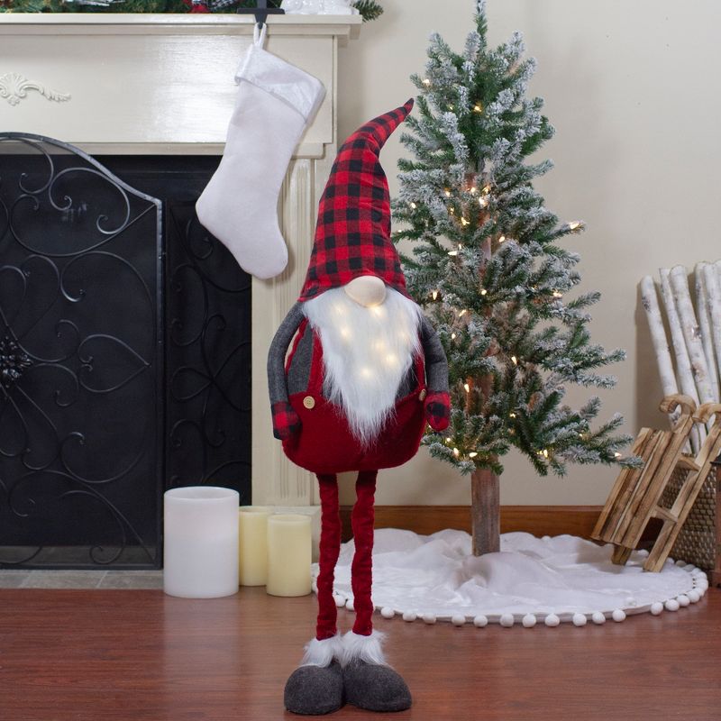 Northlight 41-Inch LED Lighted Red and Black Plaid Extendable Gnome Christmas Figure, 2 of 6