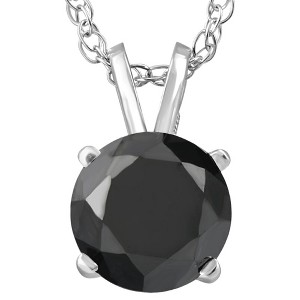 Pompeii3 2 Ct Black Diamond Solitaire Pendant in 14k White or Yellow Gold 18" Necklace - 1 of 4