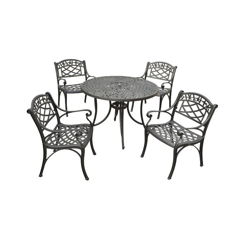 Sedona 42&#34; 5pc Outdoor Dining Set with Armchairs - Black - Crosley, 4 of 6