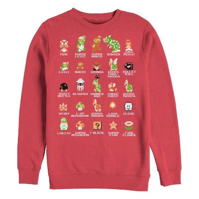 Men's Nintendo Super Mario Bros Character Guide Sweatshirt