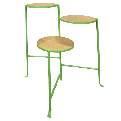 VIP Metal 30 in. Multicolor Frame Round 3 Tier Plant Stand