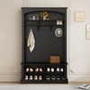 Chic Crate-47.2in Wide Hall Tree – Multi-Functional Bench +3 Hooks | Rect. Shelf Coat Rack | Hallway Storage | Black - 2 of 4