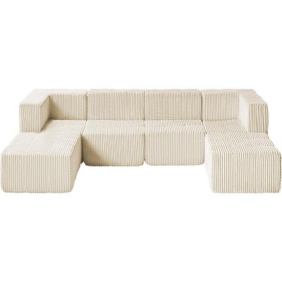 144" Modular Sectional Sofa with Chaise Lounge,U-Shaped 6-Seat Couch