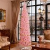 TopComfy Christmas Tree Stands Artificial Christmas Tree Festive Pencil Christmas Tree Cozy Snowy Decor for Living Room, Pink, 35.46"*7.88"*8.67" - 2 of 4
