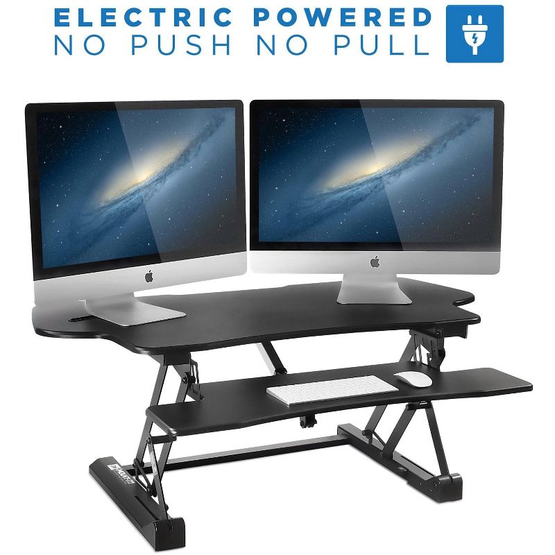 Mount-It! Electric Standing Desk Converter | 48 in. Extra Wide Motorized Sit Stand Desk w/ Built in USB Port | Ergonomic Height Adjustable Workstation, 3 of 10