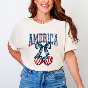 Simply Sage Market America Flag Cherries Coquette Garment Dyed Tee - 1 of 4