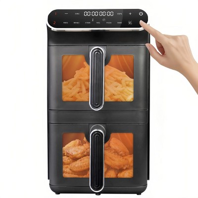 WHALL® 11L Dual Basket Air Fryer – Independent Cook, Visible Windows, One-Touch Smart Control