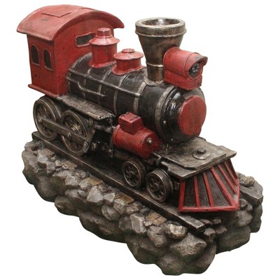 Northlight 38" Prelit LED Vintage Locomotive Train Outdoor Patio Garden Water Fountain - Red/Black