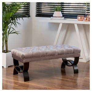 Scarlette Tufted Velvet Ottoman Bench - Gray - Christopher Knight Home - 1 of 4