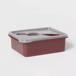 Plastic Bento Box with Utensil Maroon - Room Essentials™