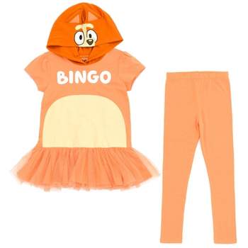 Bluey Bingo Girls Cosplay T-Shirt Dress and Leggings Outfit Set Toddler to Big Kid 