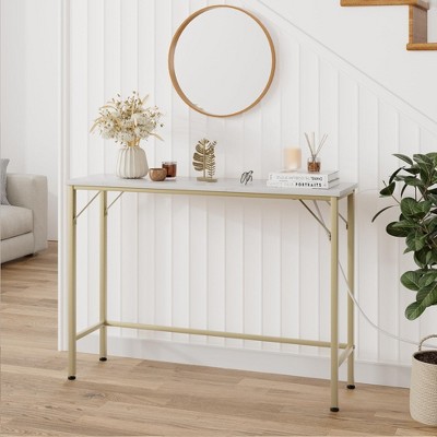 9.1"  Narrow Console Table with Outlets, Behind Couch Table for Living Room