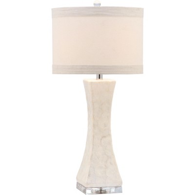 Shelley 22" White Concave Table Lamp with Capiz Shell Detail